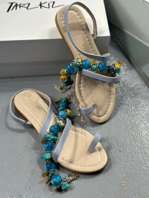 MIDNIGHT Mavi Boncuklu Sandalet